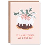 Artery8 Let's Get Fat Holly Cake Pastel Pink Modern Funny Christmas Card in Light Pink Artery8 Light Pink