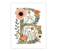 Artery8 Letter B in Wildflowers Watercolour Poppies Floral Word Art For Her Birthday Mum Wife Woman Friend Large Wall Art Poster Print 18X24 Inch