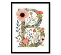 Artery8 Letter B in Wildflowers Watercolour Poppies Floral Word Art For Her Birthday Mum Wife Woman Friend Artwork Framed Wall Art Print 18X24 Inch