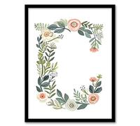 Artery8 Letter C in Simple Watercolour Flowers Leaves Floral Word Art For Her Birthday Mum Wife Woman Friend Artwork Framed Wall Art Print 18X24 Inch