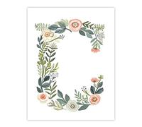 Artery8 Letter C in Simple Watercolour Flowers Leaves Floral Word Art For Her Birthday Mum Wife Woman Friend Large Wall Art Poster Print 18X24 Inch