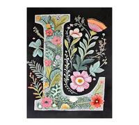 Artery8 Letter L Watercolour Wildflowers Colourful Nature Floral Word Art For Her Birthday Mum Wife Woman Friend Large Wall Art Poster Print 18X24 Inch