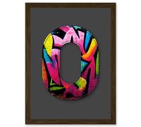 Artery8 Letter O Fluorescent Abstract Tagging Decorative Graffiti Mural Alphabet Initial Stencil Artwork Framed Wall Art Print A4 in Brown Artery8 Brown