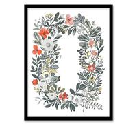 Artery8 Letter O Wreath Flowers Painting Garden Nature Floral Word Art For Her Birthday Mum Wife Woman Friend Artwork Framed Wall Art Print A4