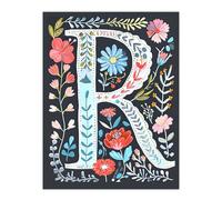 Artery8 Letter R in Bright Watercolour Flowers Cute Floral Word Art For Her Birthday Mum Wife Woman Friend Extra Large XL Wall Art Poster Print