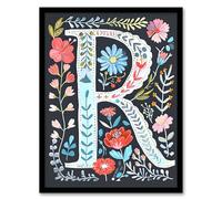 Artery8 Letter R in Bright Watercolour Flowers Cute Floral Word Art For Her Birthday Mum Wife Woman Friend Artwork Framed Wall Art Print 18X24 Inch