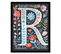 Artery8 Letter R in Bright Watercolour Flowers Cute Floral Word Art For Her Birthday Mum Wife Woman Friend Artwork Framed Wall Art Print A4