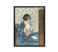 Artery8 Letter Woman Sealing Envelope Cassatt Vintage Framed Canvas Wall Art | Size: W18" x H24" Artery8 Multicolor W18" x H24"