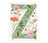 Artery8 Letter Z in Bright Watercolour Pretty Wildflowers Floral Word Art For Her Birthday Mum Wife Woman Friend Large Wall Art Poster Print 18X24 Inch