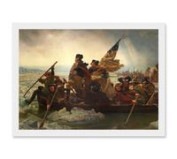 Leutze George Washington Crossing The Delaware Painting American Revolution Artwork Framed Wall Art Print A4 Artery8 White One Size