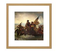 Artery8 Leutze Washington Crossing The Delaware Painting 8X8 Inch Square Wooden Framed Wall Art Print Picture with Mount in Light Oak Artery8 Light Oak