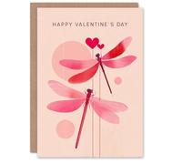 Artery8 Libelula Dragonflies Modern Abstract Pink Design Valentine's Day Card