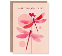 Artery8 Libelula Dragonflies Modern Abstract Pink Design Valentine's Day Card