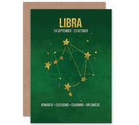 Artery8 Libra Star Sign Birthday Card Astrology Zodiac Greetings Card in Green Artery8 Green