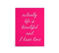 Artery8 Life Is Beautiful Hot Pink Simple Motivational Canvas Wall Art Print | Size: W12" x H16" Artery8 Pink W12" x H16"