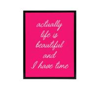 Artery8 Life Is Beautiful Hot Pink Simple Motivational Framed Canvas Art Print | Size: W24" x H32" Artery8 Pink W24" x H32"