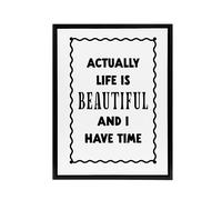 Artery8 Life Is Beautiful & l Have Time Bright Simple Framed Canvas Art in White | Size: W18" x H24" Artery8 White W18" x H24"