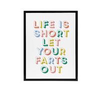 Artery8 Life Is Short Let Your Farts Out Retro Funny Framed Canvas Wall Art | Size: W18" x H24" Artery8 Multicolor W18" x H24"