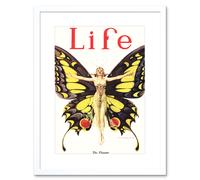 Artery8 Life Magazine 1922 The Flapper Woman Butterfly Dancer Bright Vintage Cover Illustration Framed Wall Art Print Picture 12X16 inch in White Artery8 White
