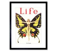 Artery8 Life Magazine 1922 The Flapper Woman Butterfly Dancer Bright Vintage Cover Illustration Framed Wall Art Print Picture 12X16 inch in Black Artery8 Black