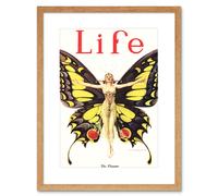 Artery8 Life Magazine 1922 The Flapper Woman Butterfly Dancer Bright Vintage Cover Illustration Framed Wall Art Print Picture 12X16 inch in Light Oak Artery8 Light Oak