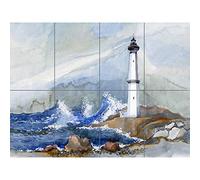 Artery8 Lighthouse Nautical Painting XL Giant Panel Poster (8 Sections)