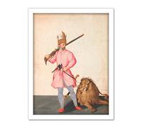 Artery8 Ligozzi Janissary Of War With Lion Ottoman Soldier Artwork Framed Wall Art Print 18X24 Inch
