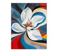 Artery8 Lily Flower Blue Red Orange Abstract Floral Wall Art Print | Size: W12" x H16" Artery8 Multicolor W12" x H16"