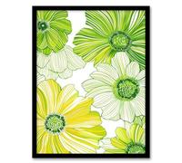 Wall Art Print Lime Green Spring Flower Blooms Floral Design Art Framed Poster Artery8 Black A4
