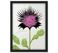 Artery8 Linocut Scottish Thistle Abstract Wildflower Wall Art Print - A4 Size