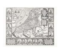Artery8 Lion Belgium Europe Animal Old Map Art Print Canvas Premium Wall Decor Poster Mural
