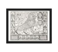 Artery8 Lion Belgium Europe Animal Old Map Artwork Framed Wall Art Print 18X24 Inch