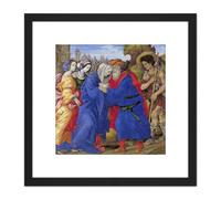 Artery8 Lippi Meeting Joachim Anne Golden Gate Jerusalem Painting 8X8 Inch Square Wooden Framed Wall Art Print Picture with Mount in Black Artery8 Black