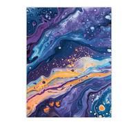 Artery8 Liquid Paint Blue Purple Orange Abstract Painting Living Room Bathroom Large Wall Art Poster Print Thick Paper 18X24 Inch
