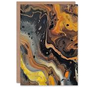 Artery8 Liquid Paint Gold Orange Grey Abstract Painting Greeting Birthday Card Him Her All Blank