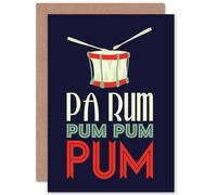 Artery8 Little Drummer Boy Lyrics Christmas Xmas Greetings Card in Blue Artery8 Blue