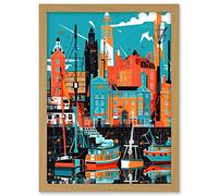 Artery8 Liverpool Royal Albert Dock Waterfront Cityscape Artwork Framed A3 Wall Art Print