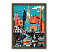 Artery8 Liverpool Royal Albert Dock Waterfront Cityscape Artwork Framed Wall Art Print 18X24 Inch