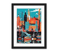 Artery8 Liverpool Royal Albert Dock Waterfront Cityscape Artwork Framed Wall Art Print 18X24 Inch