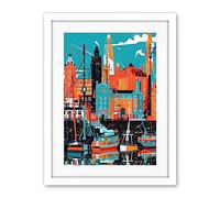 Artery8 Liverpool Royal Albert Dock Waterfront Cityscape Artwork Framed Wall Art Print 18X24 Inch