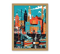 Artery8 Liverpool Royal Albert Dock Waterfront Cityscape Artwork Framed Wall Art Print 18X24 Inch