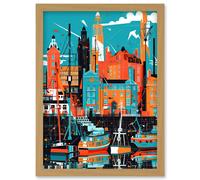 Artery8 Liverpool Royal Albert Dock Waterfront Cityscape Artwork Framed Wall Art Print A4