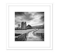 Artery8 Livesey Shap Abbey Cumbria England Photo 8X8 Inch Square Wooden Framed Wall Art Print Picture with Mount in White Artery8 White
