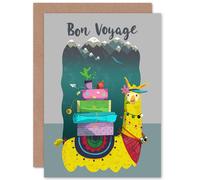 Artery8 Llama Bon Voyage Farewell Greetings Card in Grey Artery8 Grey