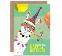 Wee Blue Coo Llama Party Birthday 3rd Greetings Card