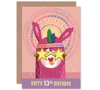 Wee Blue Coo Llama Stars Birthday 13th Greetings Card