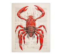 Artery8 Lobster Robot Hybrid Secret Military Schematic Blueprint Futuristic Complex Arcane Manuscript Gift For Him Man Cave Unframed Wall Art Print Artery8 Multicolor W18" x H24"