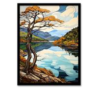Artery8 Loch Tay Near Killin Scotland Elegant Autumn Fall Artwork Painting Artwork Framed Wall Art Print A4