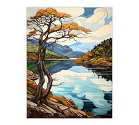 Artery8 Loch Tay Near Killin Scotland Elegant Autumn Fall Artwork Painting Extra Large XL Wall Art Poster Print