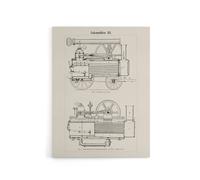 Artery8 Locomotive Train Engine Compartments Vintage Canvas Wall Art in White | Size: W24" x H32" Artery8 White W24" x H32"
